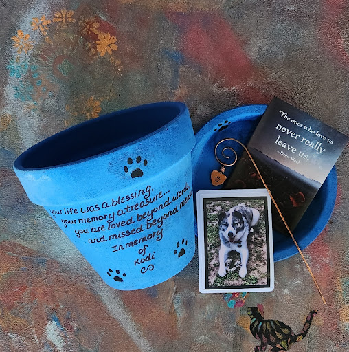 Navy pet memorial planter color option