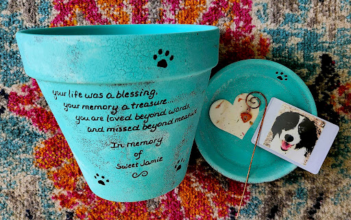 Turquoise pet memorial planter color option